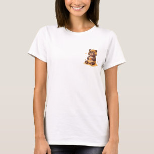 Cute Brown Bear Covered in Dripping Honey Drinking T-Shirt
