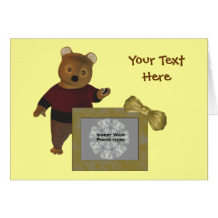 Cute Brown Bear Design Photo Card