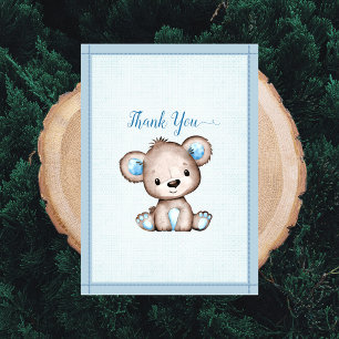 Cute Brown Bear For Boy Baby Shower Thank You