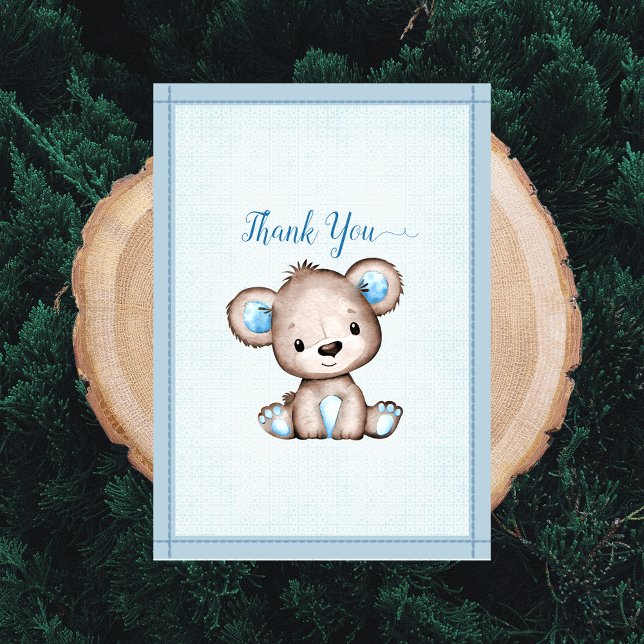 Cute Brown Bear For Boy Baby Shower Thank You (Creator Uploaded)