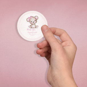 Cute Brown Bear For Girl Favour Thank You Classic Round Sticker