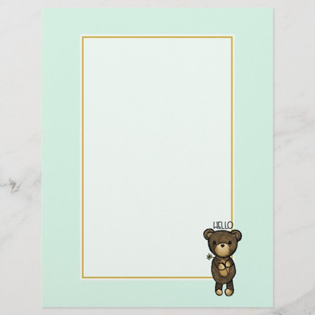Cute Brown Bear Holding a Yellow Flower (Front)