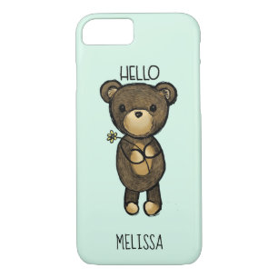 Cute Brown Bear Holding a Yellow Flower Custom Case-Mate iPhone Case