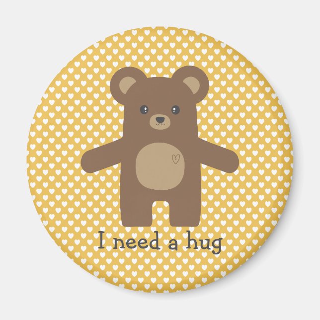 Cute Brown Bear Hug Magnet (Front)