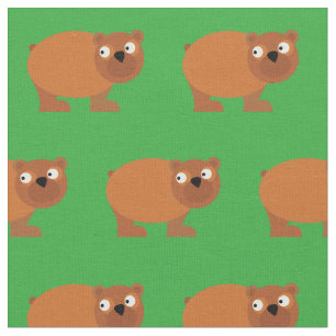 Cute Brown Bear Kid Baby Nursery Green Fabric