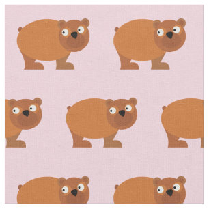 Cute Brown Bear Kid Baby Nursery Light Pink Fabric