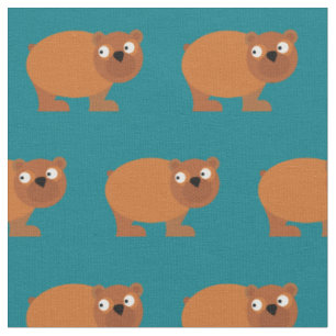 Cute Brown Bear Kid Baby Nursery Teal Fabric