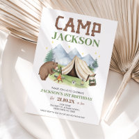 Cute Brown Bear Mountains Camp Themed 1st Birthday