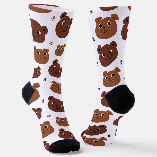 Cute brown bear pattern  socks (Angled)
