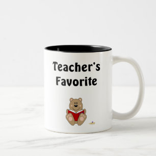 Cute Brown Bear Reading Teacher's Favourite Two-Tone Coffee Mug