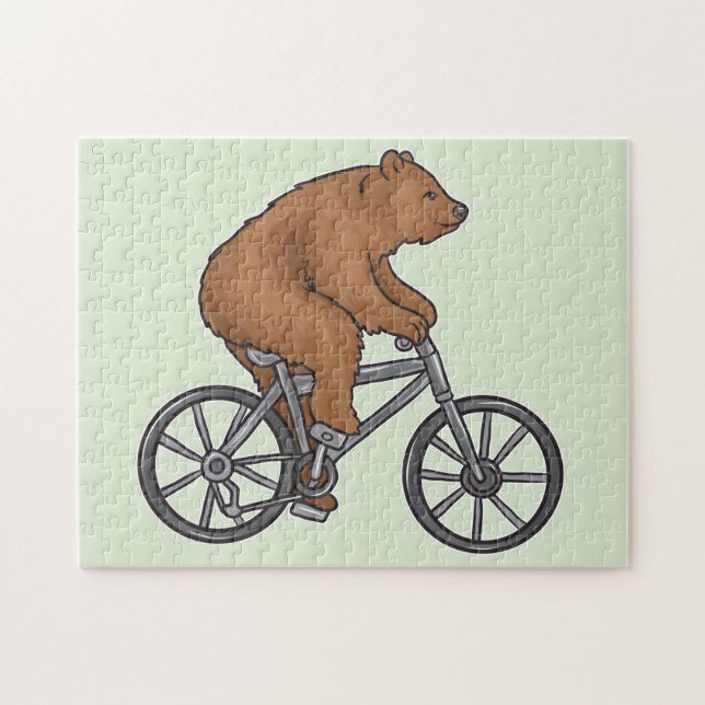Cute Brown Bear Riding A Bike Jigsaw Puzzle (Horizontal)