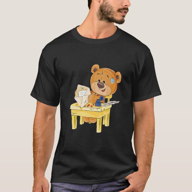 Cute Brown Bear Sitting On A Chair T-Shirt (Front)