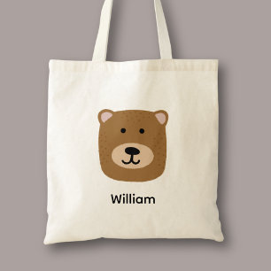 Cute brown bear tote bag