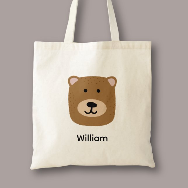 Cute brown bear tote bag (Cute brown bear personalized tote bag)