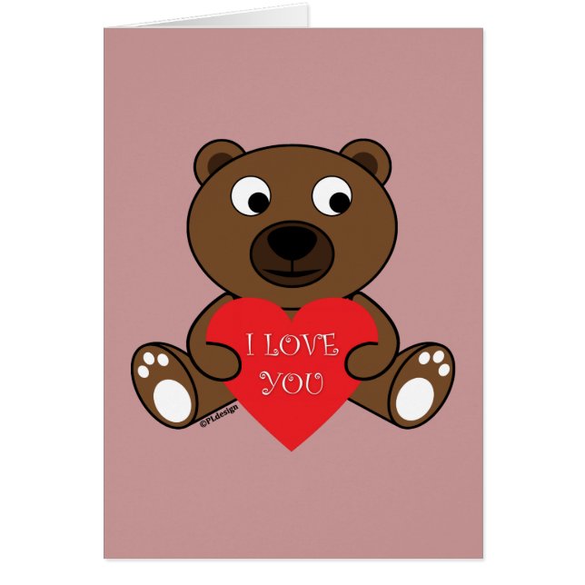 Cute Brown Bear with Heart I love You Pink (Front)