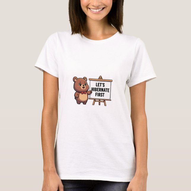 Cute Brown Bear with Red Bowtie T-Shirt (Front)
