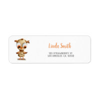Cute brown big eyes owl minimalist return address