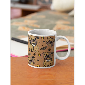 Cute Brown Bulldog Pattern Personalized Gift Coffee Mug