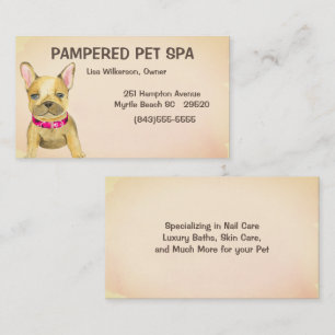 Cute Brown Bulldog Pet Groomer Business Card