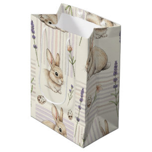 Cute Brown Bunny Colourful Pastel Easter Egg Medium Gift Bag