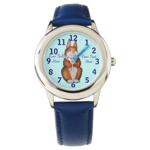cute brown Bunny holding flowers illustration Watch