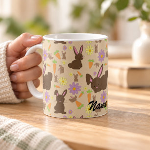 Cute Brown Bunny Rabbit Pattern Coffee Mug