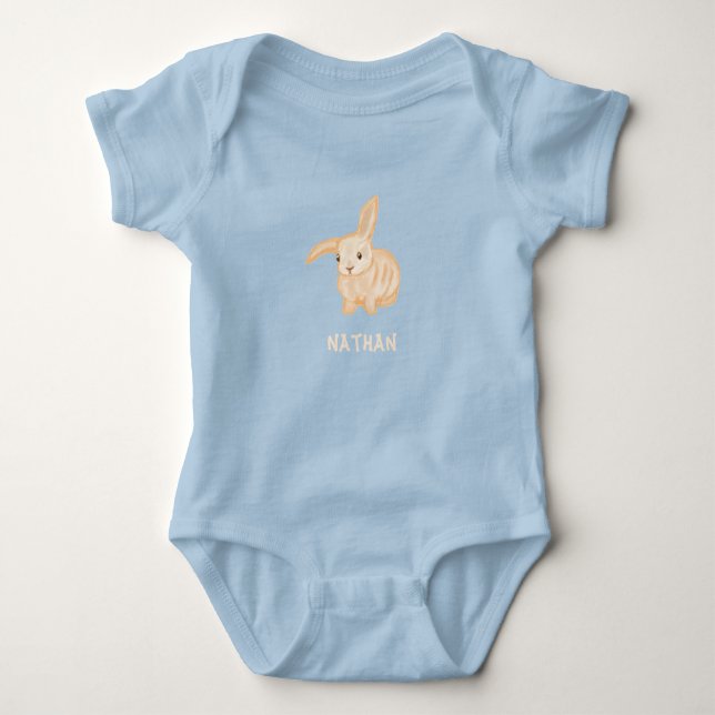 Cute Brown Bunny Rabbit - transparent.  Baby Bodysuit (Front)