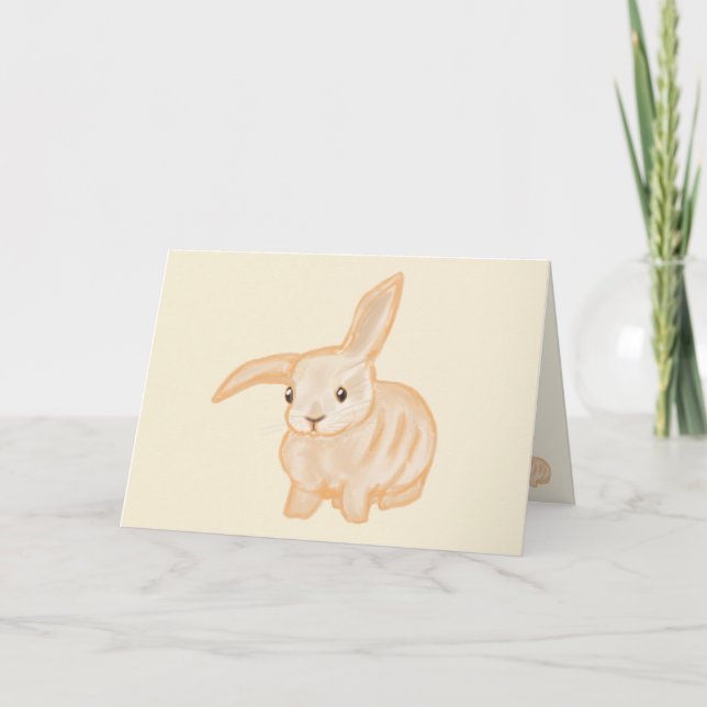 Cute Brown Bunny Rabbit - transparent on beige.  Card (Front)
