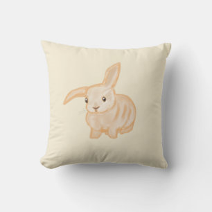 Cute Brown Bunny Rabbit - transparent on beige.  Cushion