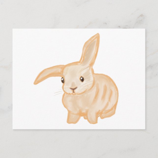 Cute Brown Bunny Rabbit - transparent on white. Postcard (Front)