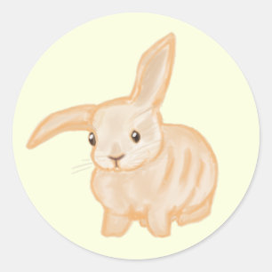 Cute Brown Bunny Rabbit - transparent on yellow.   Classic Round Sticker