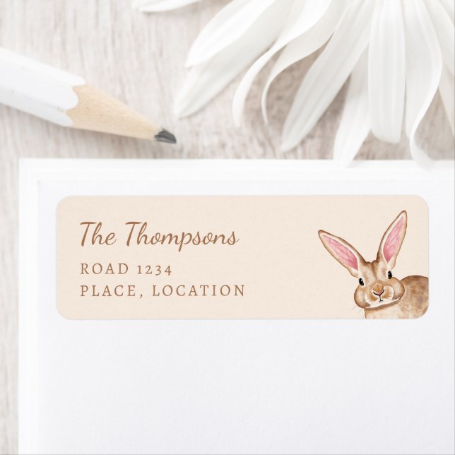 Cute Brown Bunny With Big Ears Watercolor Beige (Insitu)