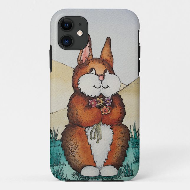 Cute brown Bunny with flowers art iphone5 case (Back)