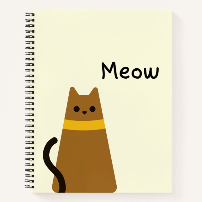 Cute Brown Cat Meow Aesthetic Notebook (Front)
