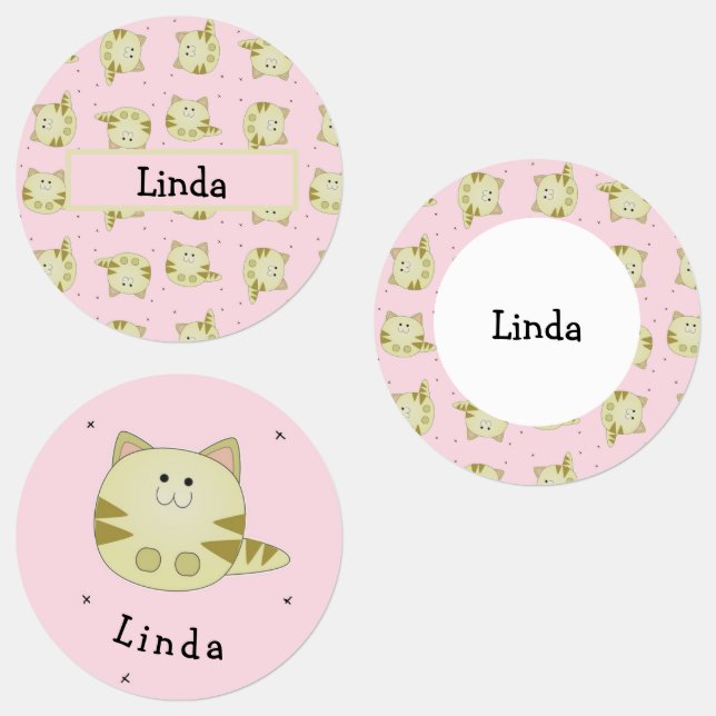 Cute brown cat pink pattern (Group)