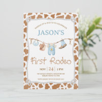 Cute Brown Clothesline First Rodeo 1st Birthday