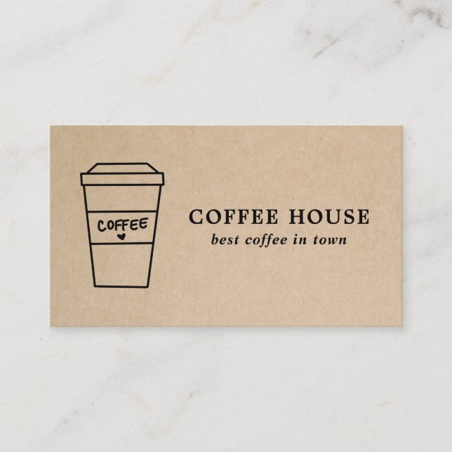 Cute Brown Coffee Cup Coffee Shop Business Card (Front)