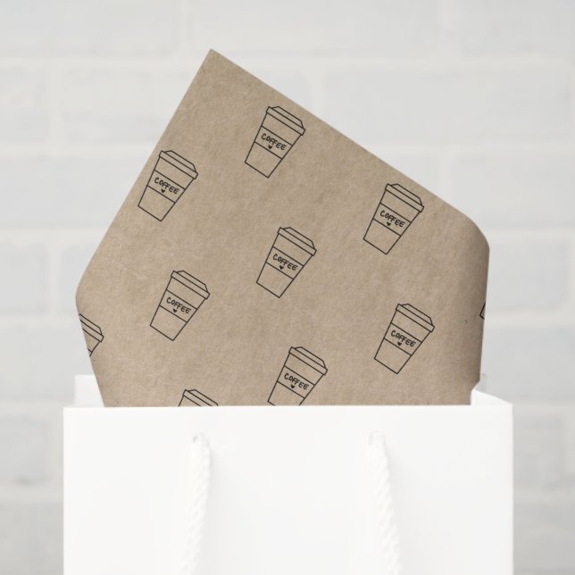 Cute Brown Coffee Cup Coffee Shop Tissue Paper (Gift Bag)