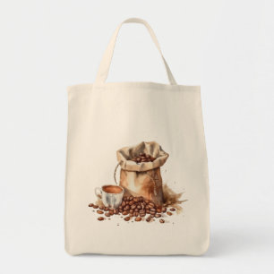 Cute Brown Coffee Watercolor Tote Bag