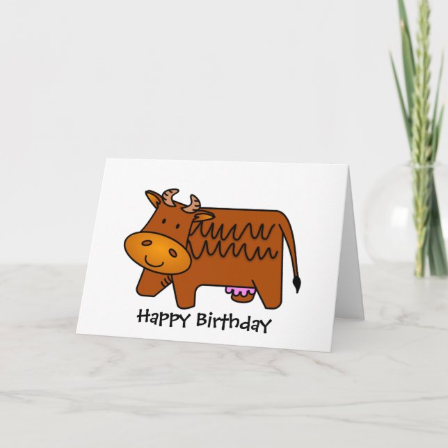 Cute Brown Cow Card (Front)