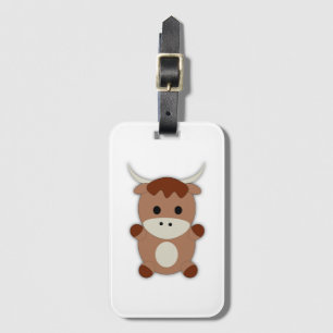 Cute Brown Cow Luggage Tag