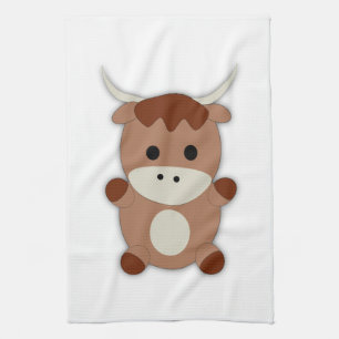 Cute Brown Cow Tea Towel