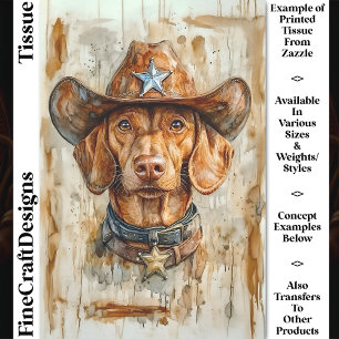Cute Brown Cowboy Sheriff Dog DC9 Decoupage Tissue Paper