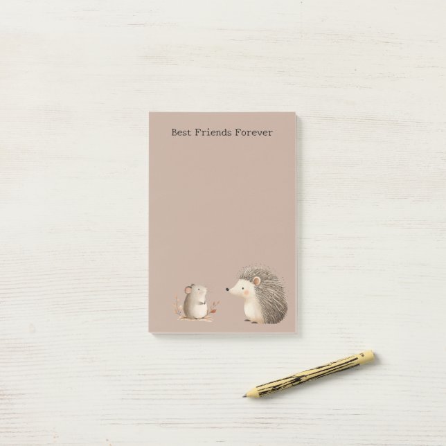 Cute Brown Cream Hedgehog Mouse Appreciation Post-it Notes (On Desk)