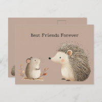 Cute Brown Cream Hedgehog Mouse Best Friends