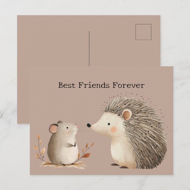 Cute Brown Cream Hedgehog Mouse Postcard (Front/Back)