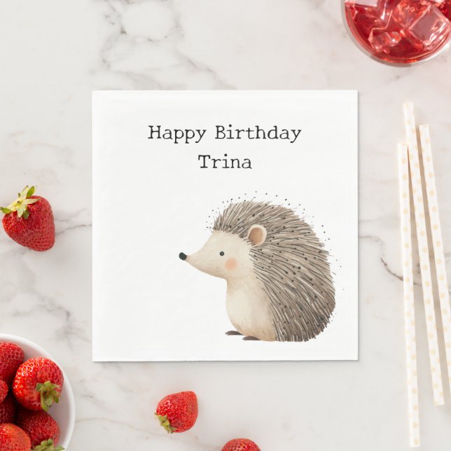Cute Brown Cream Hedgehog Napkin (Insitu)
