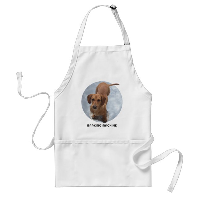Cute Brown Dachshund Barking Machine Standard Apron (Front)