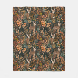 Cute brown deers pattern fleece blanket
