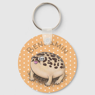 Cute brown desert rain frog cartoon illustration key ring